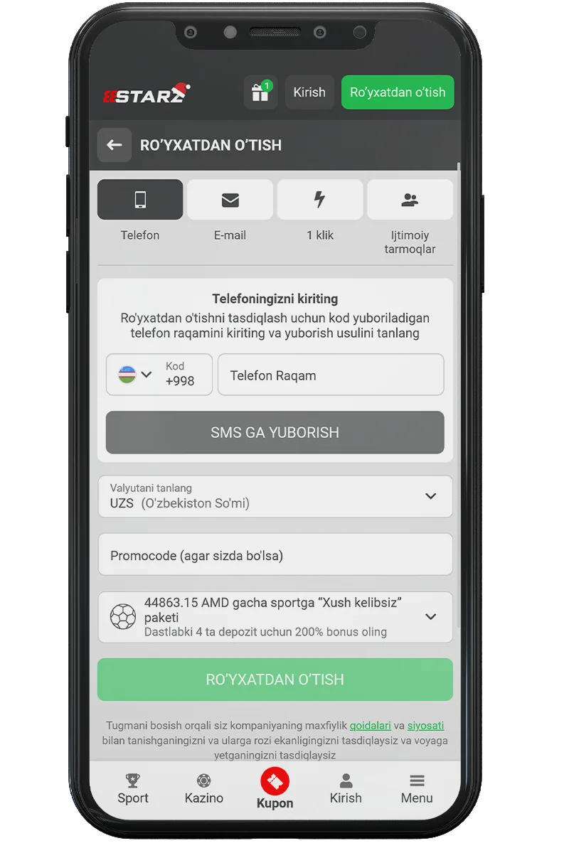 Mobil saytdan skrinshot